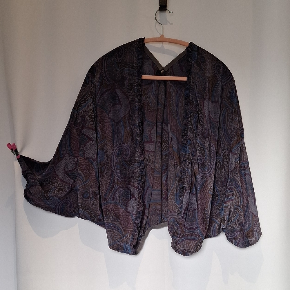 Elizabeth Gillett NYC 100% Silk Elegant Paisley Women's Dolman Jacket Size M/L